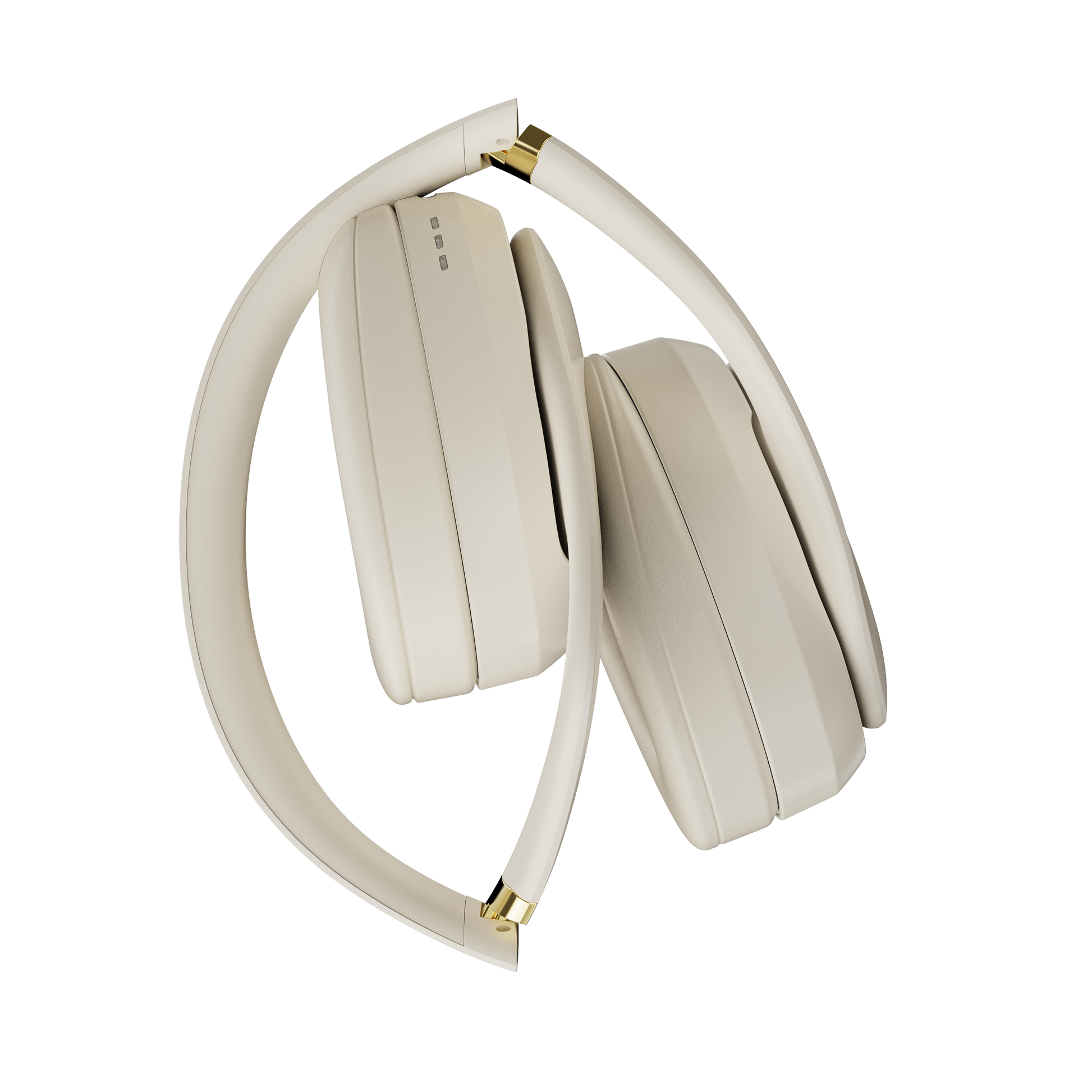 Folded Over Ear Sport Headphone Creme Color
