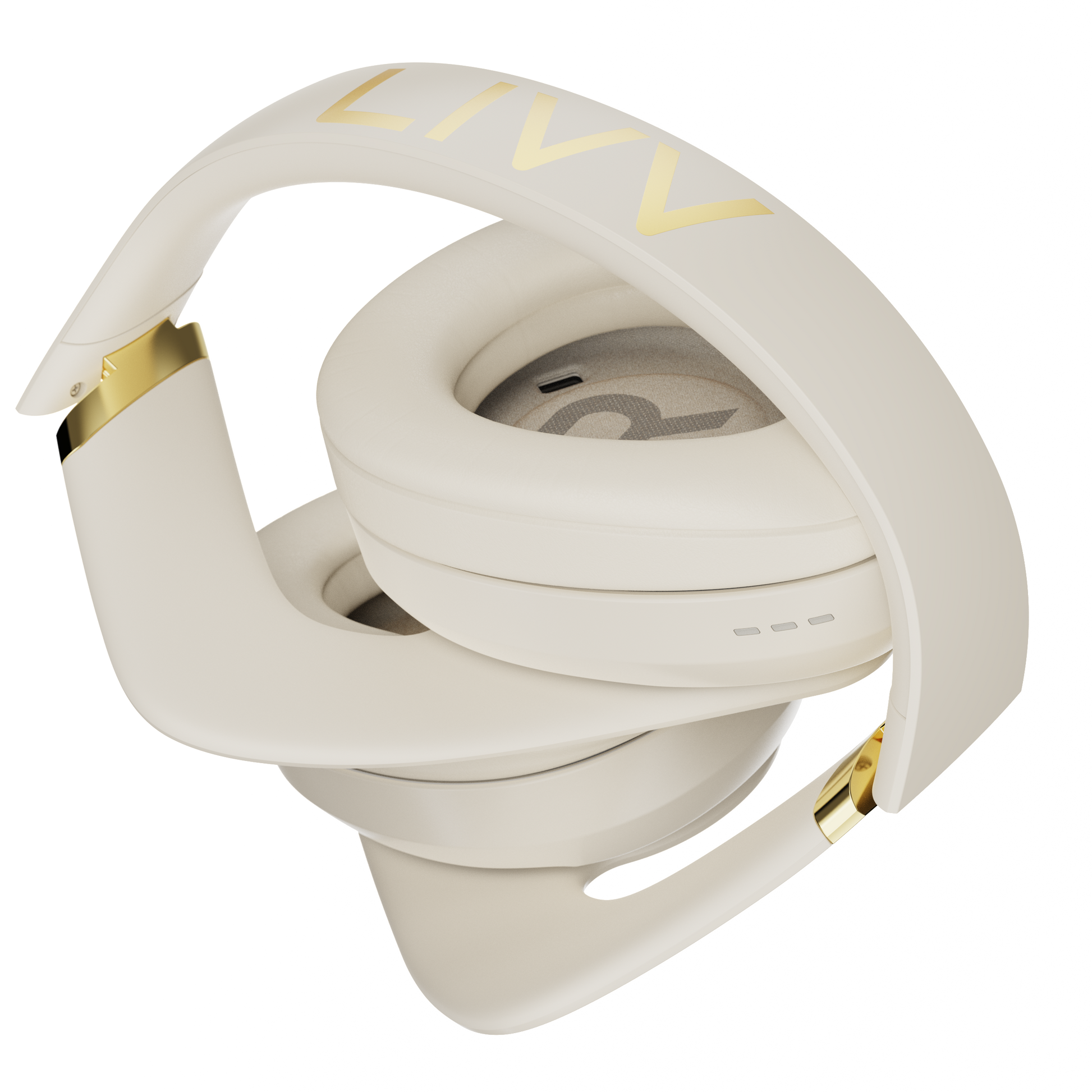 Folded LIVV Pro Sport Headphone Creme Color